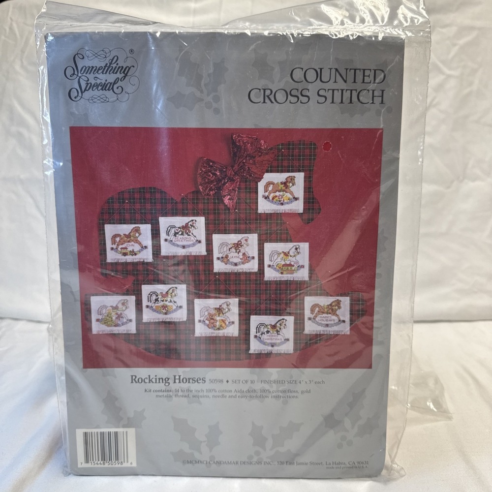 Something Special Counted Cross Stitch Rocking Horses 50598 Set Of 10 Christmas